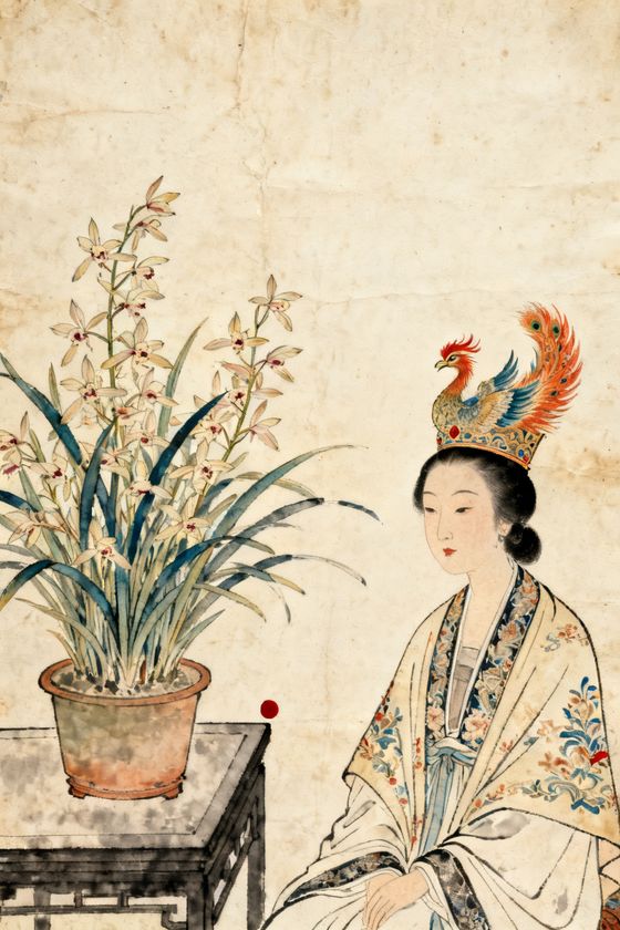李纨——一盆茂蘭，旁有一位凤冠霞帔的美人